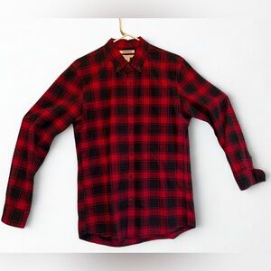 Goodthreads Men’s Medium Red & Black Plaid Cotton Button Down Shirt